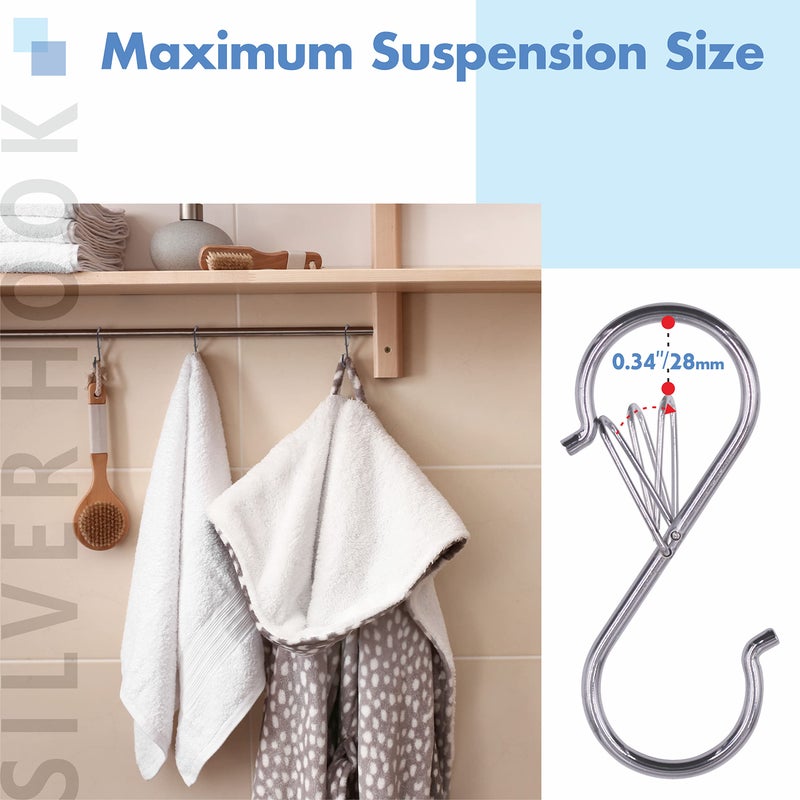 Vantasii 10 Pack S Hooks for Hanging  Rustproof S-Shaped Hook with Safety Buckle Heavy Duty Metal S Hanging Hook for Clothes  Pots  Pans  Kitchen Utensil  Cubicle  Closet Rob  Bags(3.5 inch  Silvery) - Image 4